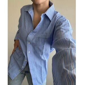 Chaps stripe pink Blue button down collegiate coastal vacation work resort